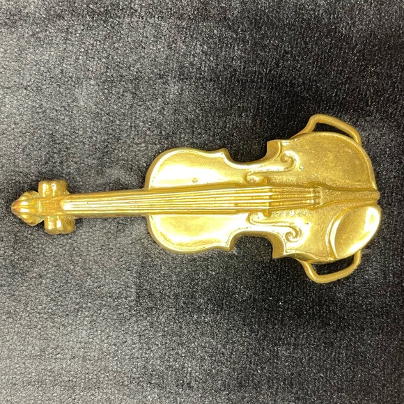 Vintage 1970’s Brass Fiddle/Violin Belt Buckle by Waisted Belts - Picture 4 of 9